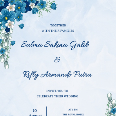 Blue Flower with elegant concept wedding invitation