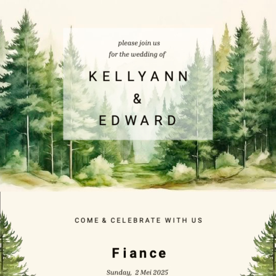 Forest water color wedding invitation concept