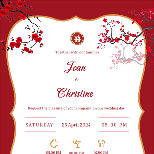 Double Happiness Chinese Wedding Invitation Concept