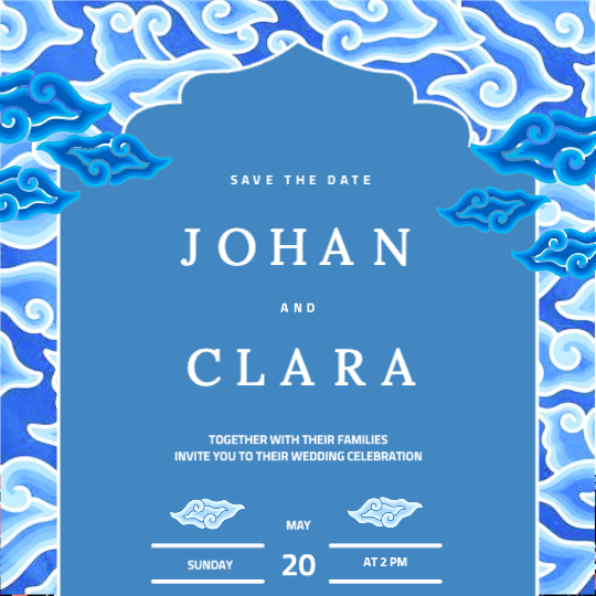 Modern Wedding Invitation Megamendung Batik Pattern Concept